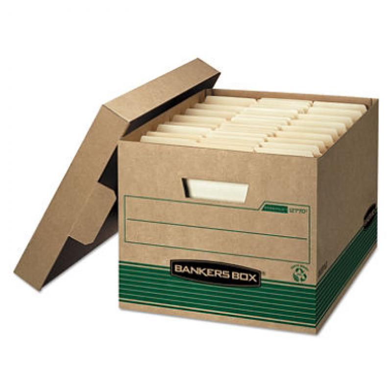 Bankers Box - STOR/FILE Extra Strength Storage Box, Letter/Legal, Kraft/Green - 12/Carton