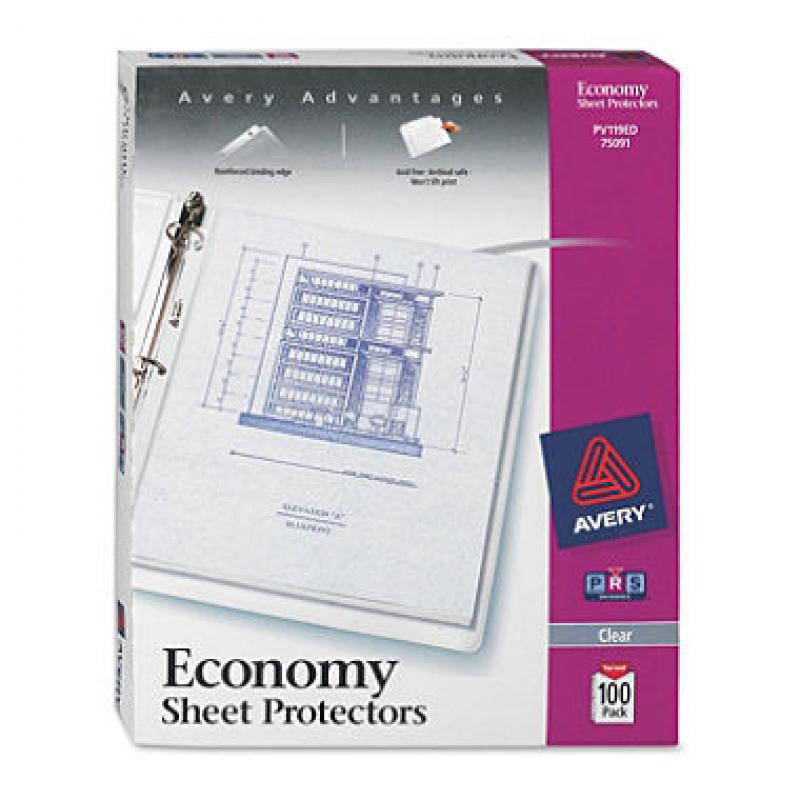 Avery - Top-Load Poly Three-Hole Sheet Protectors, Economy Gauge, Letter - 100/Box