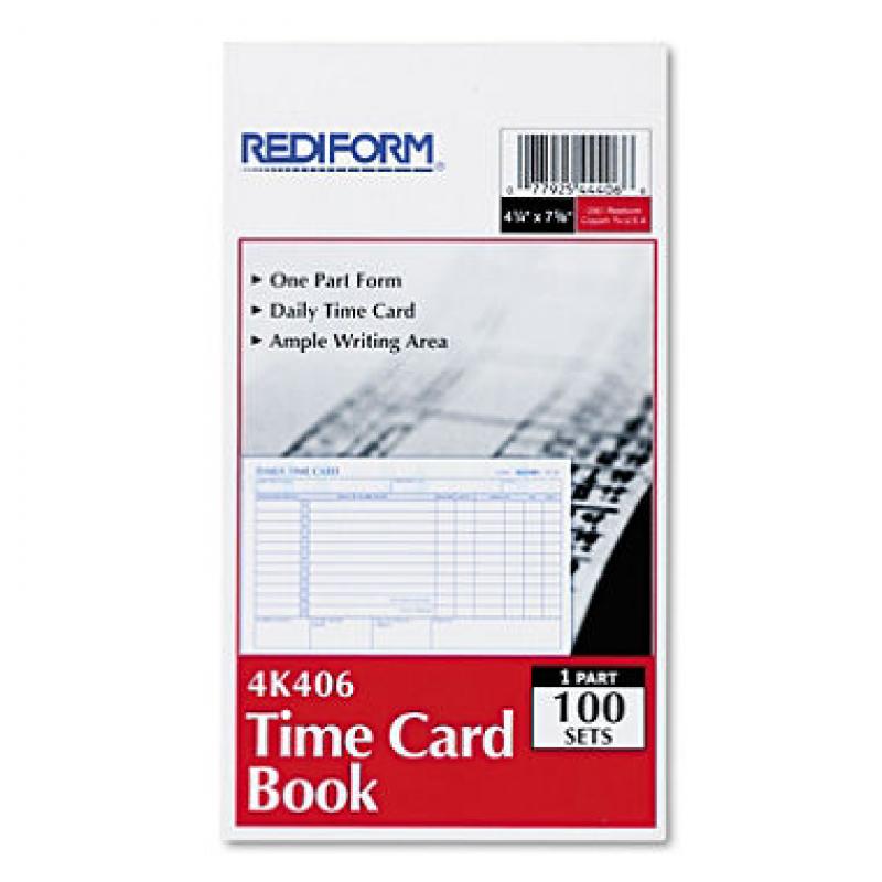 Rediform - Employee Time Card, Daily, Two-Sided, 4-1/4 x 7 - 100/Pad