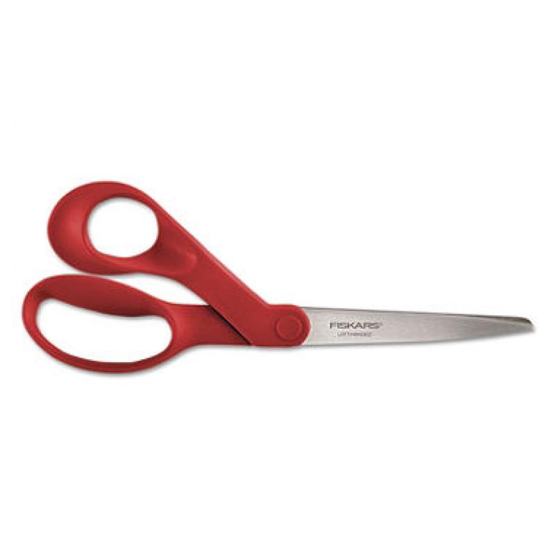 Fiskars - Our Finest Left-Hand Scissors, 8" Length, 3-3/10" Cut - Red