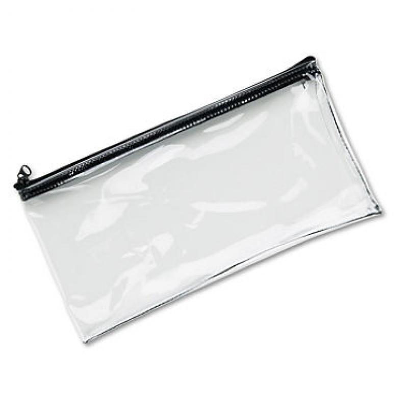 MMF Industries - Leatherette Zippered Wallet, Faux Leather Vinyl, 11"W x 6"H - Clear