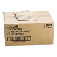 Coin-Tainer Company - Flat Tubular Coin Wrappers, Dollar Coin, $25, Pop-Open Wrappers - 1000/Box