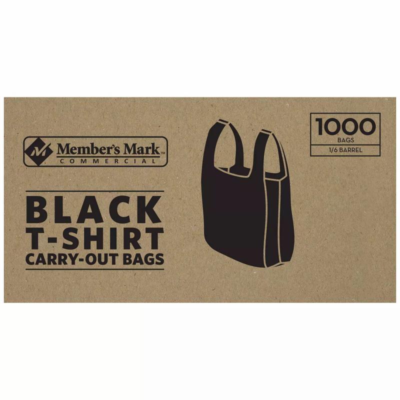 Member&#039;s Mark Black T-Shirt Carryout Bags (1,000 ct.)