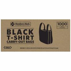 Member&#039;s Mark Black T-Shirt Carryout Bags (1,000 ct.)
