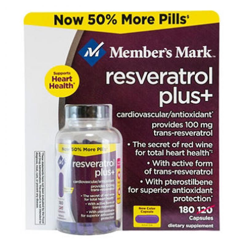 Member's Mark 100mg Resveratrol Plus+ Dietary Supplement (180 ct.)