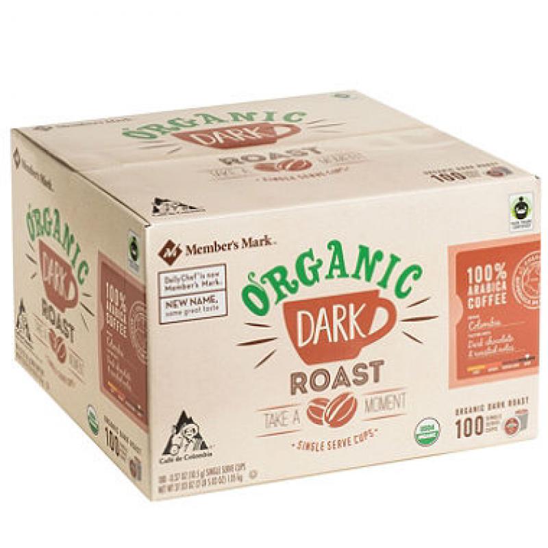 Member's Mark Organic Dark Roast Coffee (100 single-serve cups)