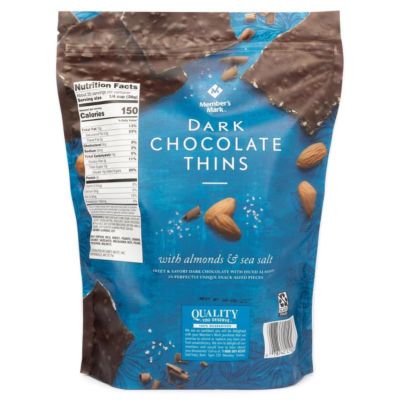 Member's Mark Dark Chocolate Thins with Almonds and Sea Salt (20 oz.)