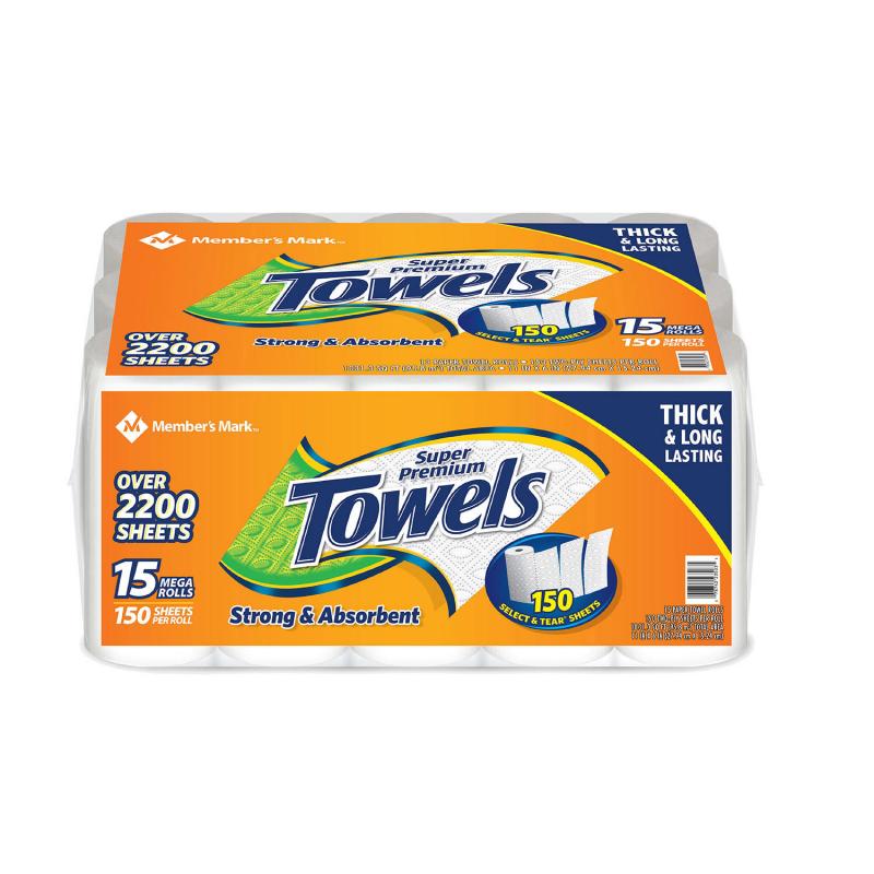 Member&#039;s Mark Super Premium Individually Wrapped Paper Towels (15 rolls, 150 sheets per roll)