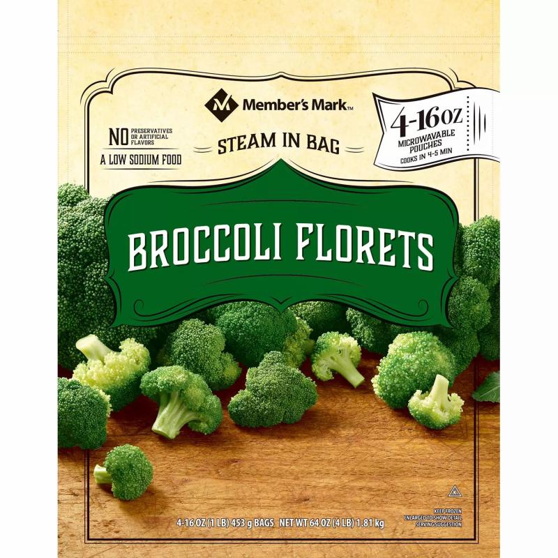 Member&#039;s Mark Steamable Broccoli Florets (1 lb. bags, 4 pk.)