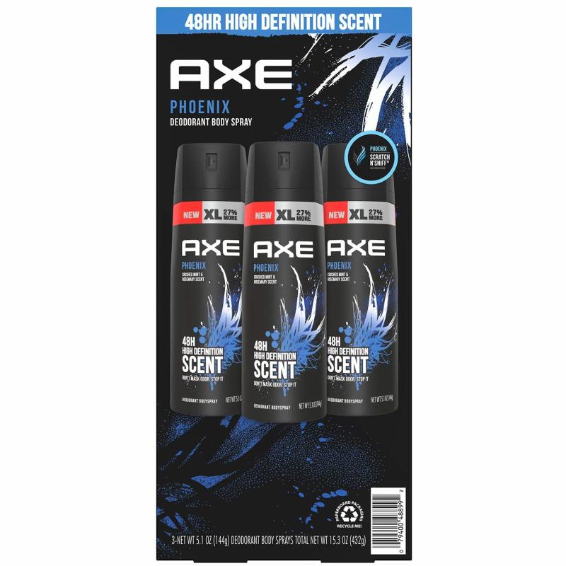 AXE Dual Action Body Spray Deodorant Phoenix (5.1 oz., 3 pk.)