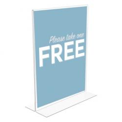 Deflect-O Stand-Up Double-Sided Sign Holder, Plastic, 8 1/2 x 11, Clear