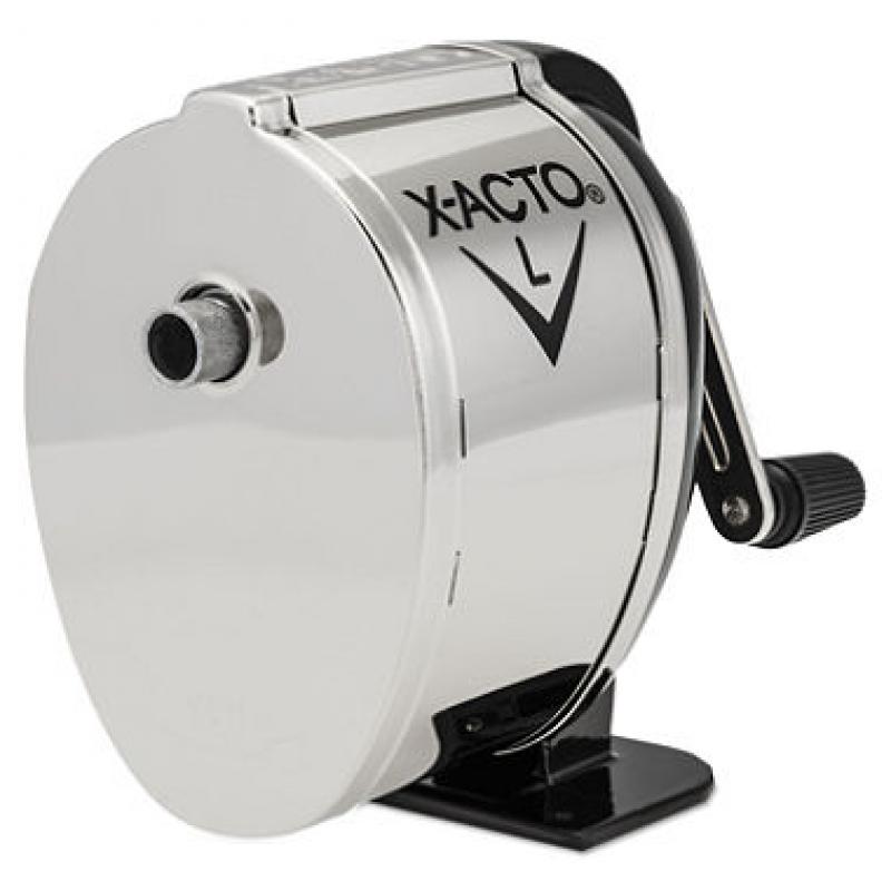 X-ACTO - X-ACTO L Counter-Mount/Wall-Mount Manual Pencil Sharpener - Black/Chrome