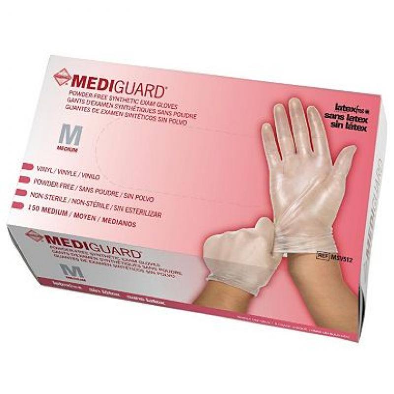 MediGuard Vinyl Synthetic Exam Gloves, Medium, 10 boxes - 150 ct. each