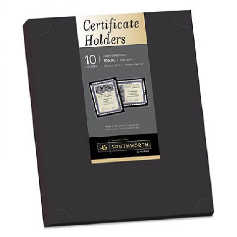 Southworth - Certificate Holder, Black, Linen, 12 x 9-1/2 - 10/Pack