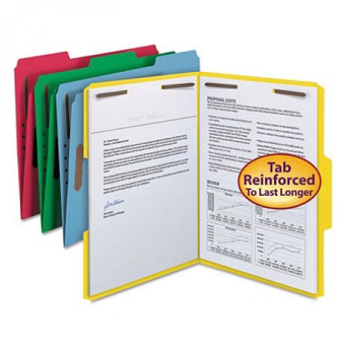 Smead 1/3 Cut Assorted Positions File Folders, Two Fasteners, Letter, Assorted Colors, 50ct.