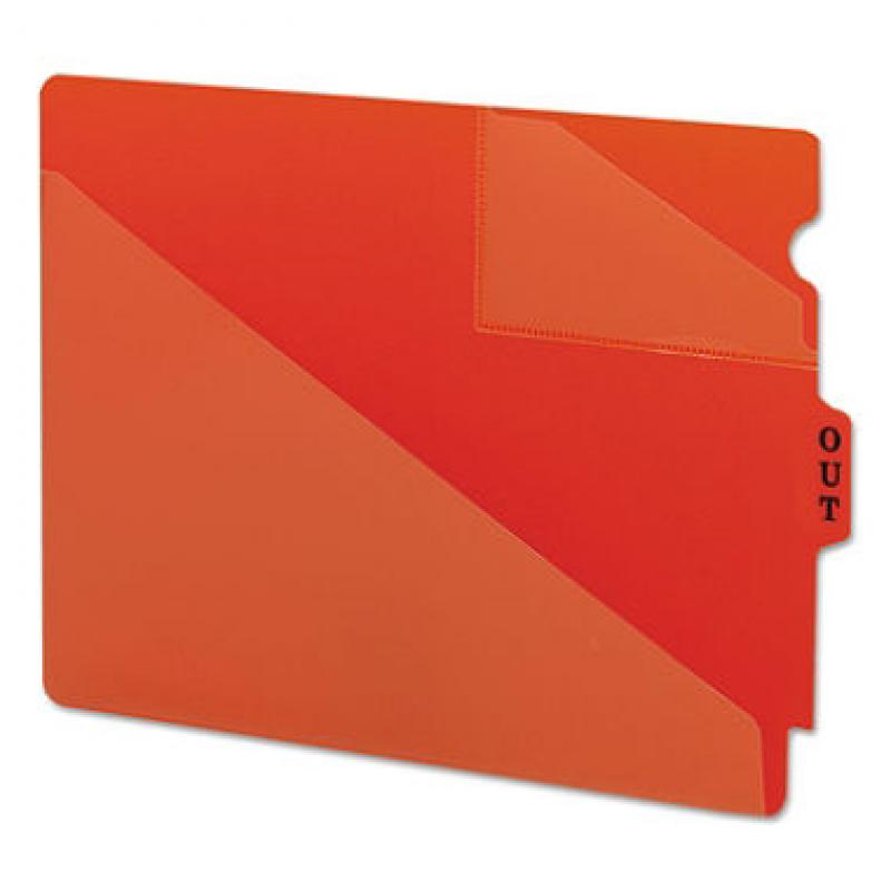 Smead Out Guides with Diagonal-Cut Pockets, Poly, Letter, Red, 50ct.