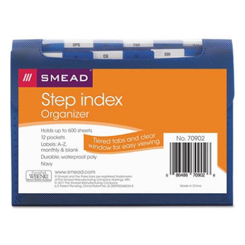 Smead 12 Pocket Poly Step Index Organizer, Select Color