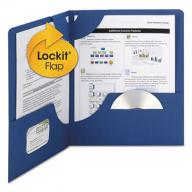 Smead Lockit Two-Pocket Folder, Textured Heavyweight Paper, Letter, Dark Blue, 25ct.