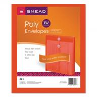 Smead 1 1/4" Top Load String & Button Booklet Envelope, Poly, Letter, Red, 5ct.
