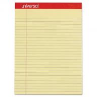 Universal Perforated Edge Writing Pad, Legal/Margin Rule, Letter, Canary, 50-Sheet Pads, 12pk.
