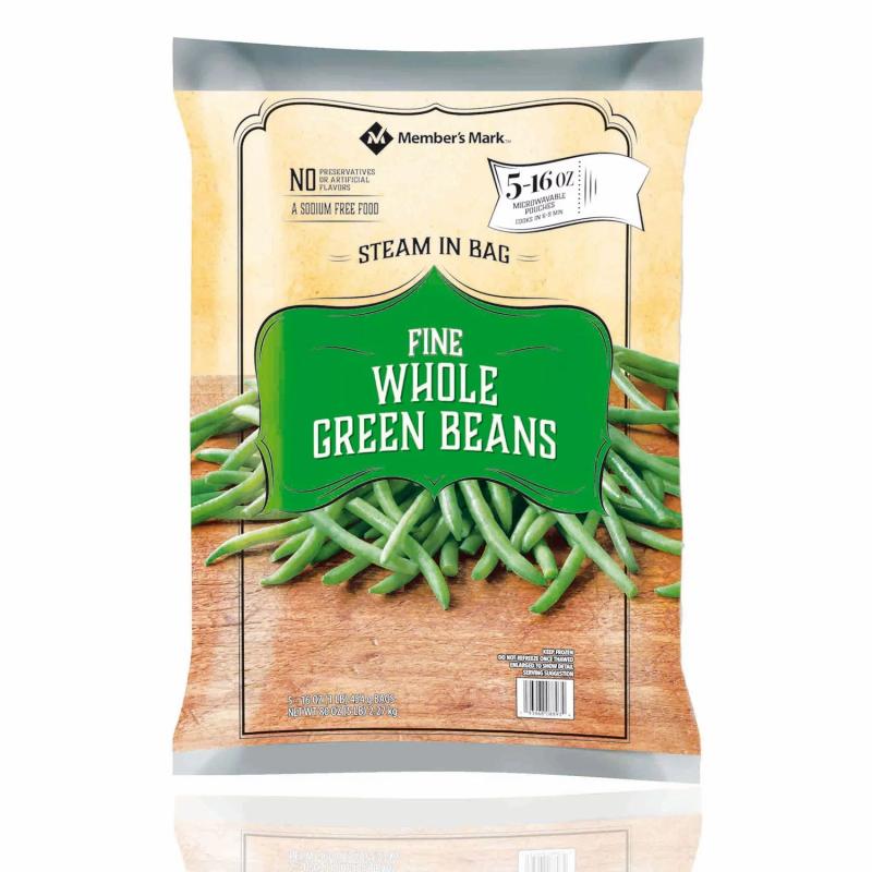 Member&#039;s Mark Whole Green Beans, Frozen (16 oz. steam bags, 5 ct.)