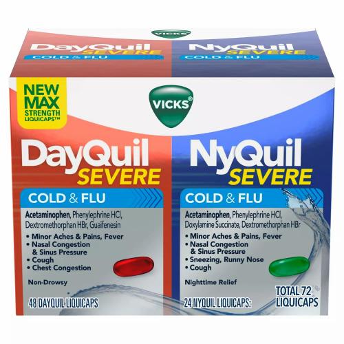 Vicks DayQuil and NyQuil Severe Cough, Cold & Flu Relief LiquiCaps Convenience Pack (72 ct.)