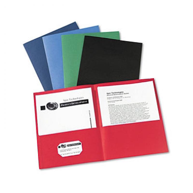 Avery Two-Pocket Portfolio, Embossed Paper, 30-Sheet Capacity, Assorted Colors - 25 ct.