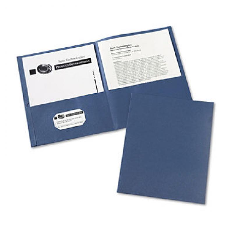 Avery Two-Pocket Portfolio, Embossed Paper, 30-Sheet Capacity, Dark Blue - 25 ct.