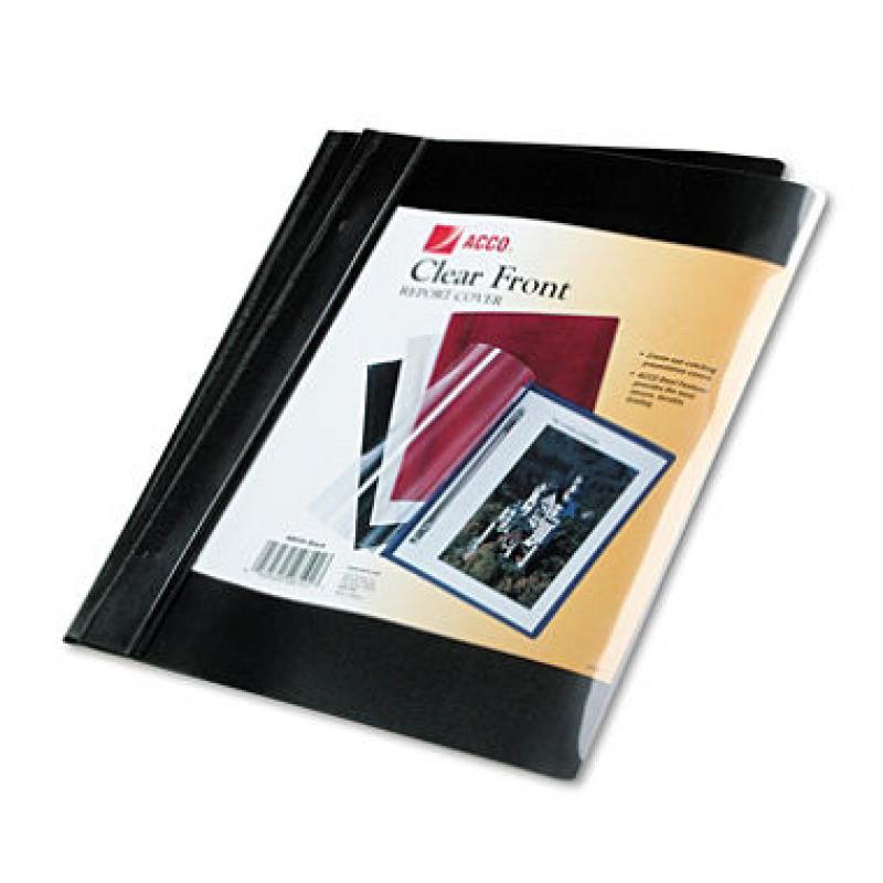 ACCO Vinyl Report Cover, Prong Clip, Letter, 1/2" Capacity - Clear Cover/Black Back