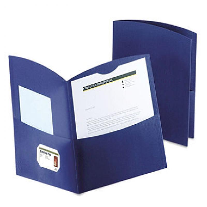 Oxford Contour Two-Pocket Recycled Paper Folder, 100-Sheet Capacity - Dark Blue