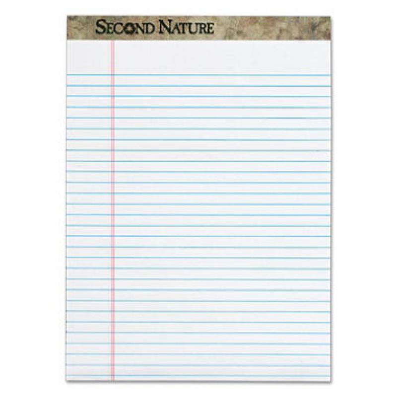 TOPS - Second Nature Recycled Pad, Legal Margin/Rule, Letter, White, 50-Sheet - Dozen