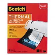 Scotch - Letter size thermal laminating pouches, 3 mil, 11 1/2 x 9 - 50/pack