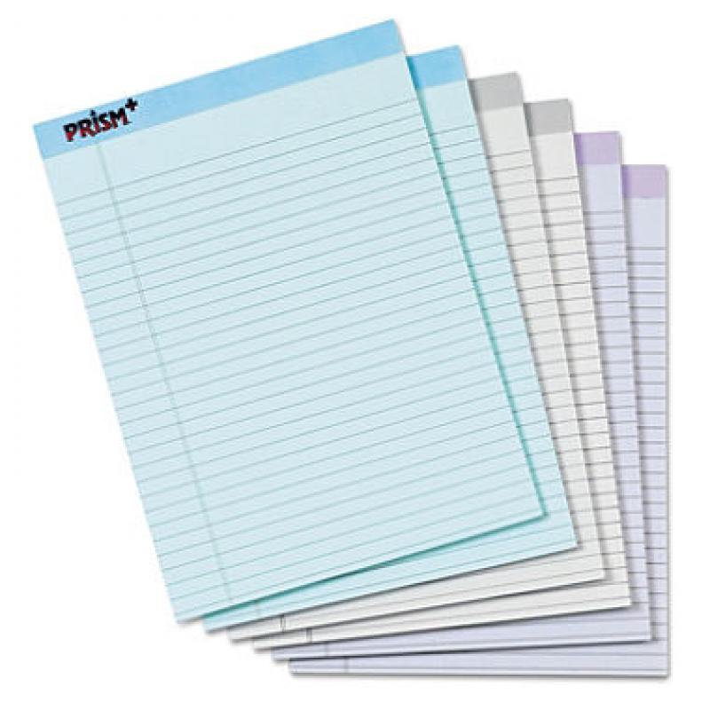 TOPS - Prism Plus Colored Pads, Legal Rule, Letter, Pastels - 6 50-Sheet Pads/Pack