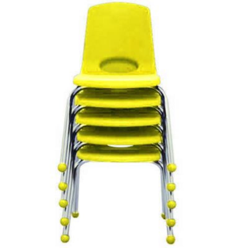 ECRKids 12" Stack Chair, Select Color - 6 pack yellow