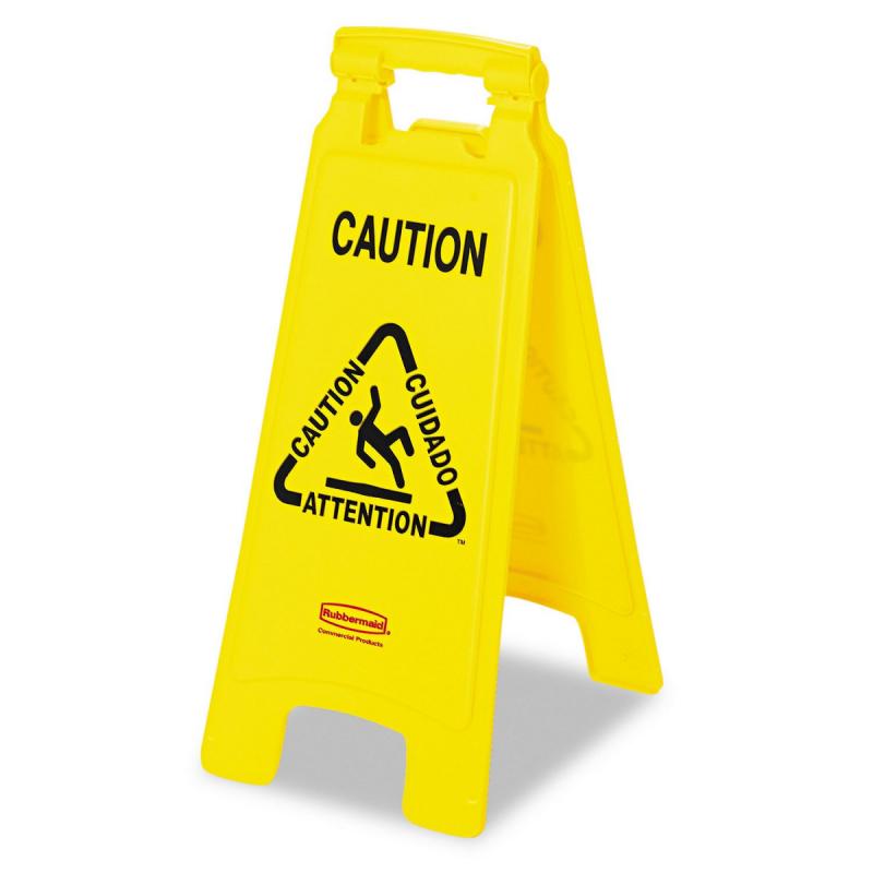 Rubbermaid Floor Sign with Multi-Lingual "Caution"