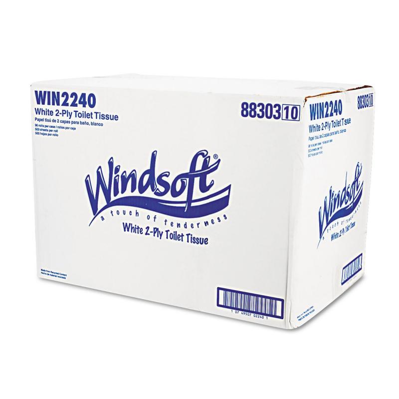 Windsoft Bath Tissue, 2-Ply, 500 Sheets - 96 Rolls- Toilet Paper