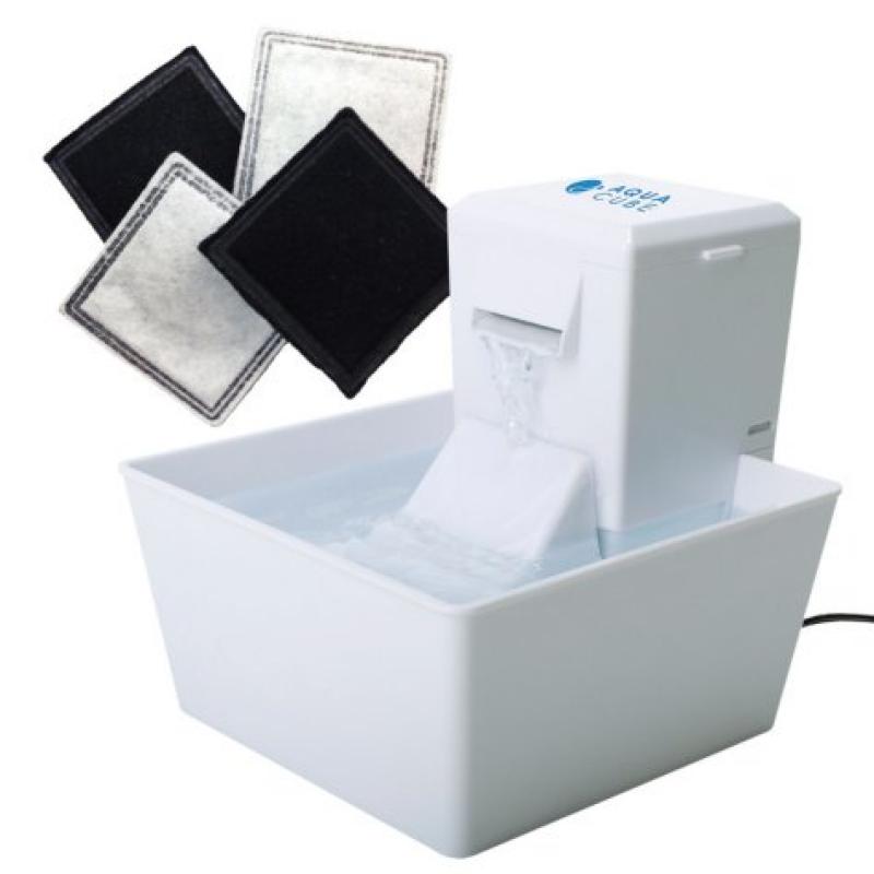 Aqua Cube Pet Fountain with 4 Replacement Filters