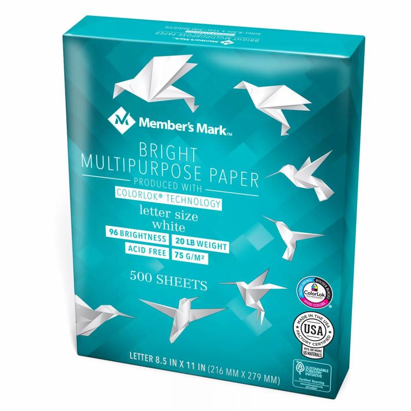 Member's Mark Bright White Multipurpose Paper, 20 lb., 96 Bright, 8.5 x 11" - 8 Ream Case