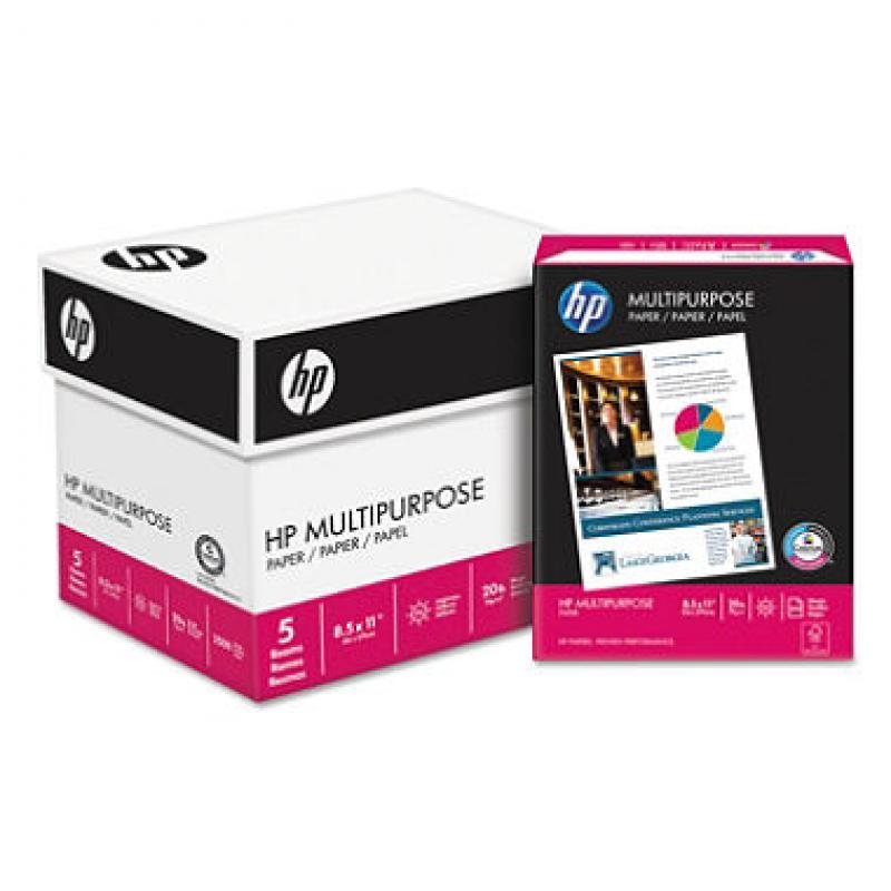 HP Multipurpose Paper, 20lb, 96 Bright, Letter, White, 2500 Sheets/Carton