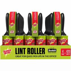 Scotch-Brite Lint Roller Club Pack, 4 Rollers/Pack, 105 Sheets/Roller