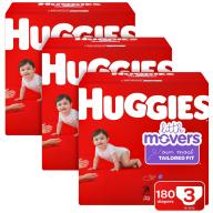 Huggies Little Movers 3-Pack Diaper Bundle 3 - 180 ct. (16 - 28 lbs.)