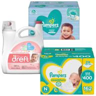 Pampers Swaddlers Diaper, Wipe and Dreft Bundle (Choose Your Size)