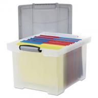 Storex - Portable File Tote w/Locking Handle Storage Box, Letter/Legal - Clear