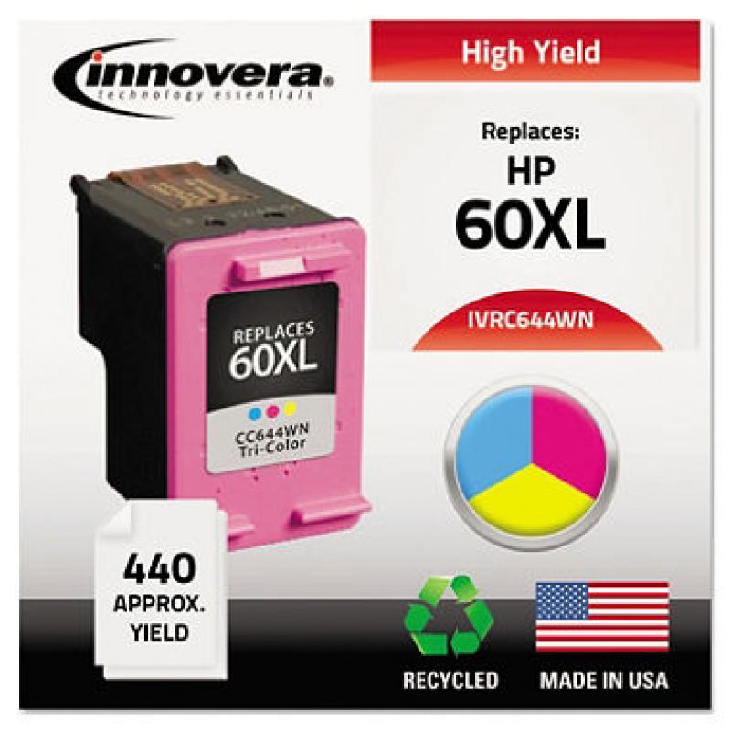 Innovera® Remanufactured CC644WN (60XL) High-Yield Ink, Tri-Color