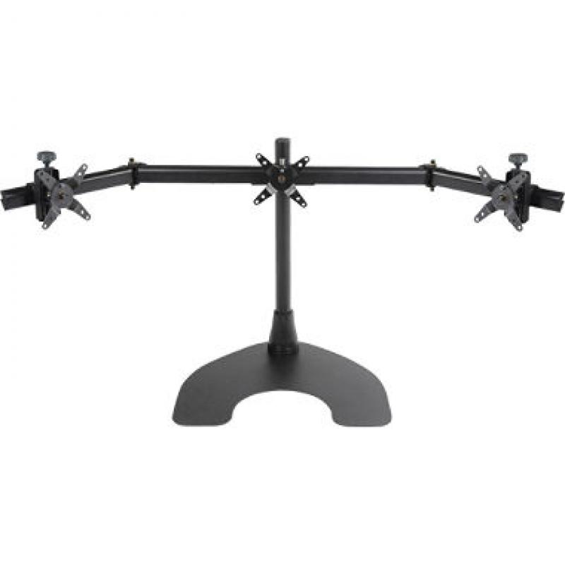 Freedom Triple Desk Stand with Telescoping Wings and 16" Pole, Black