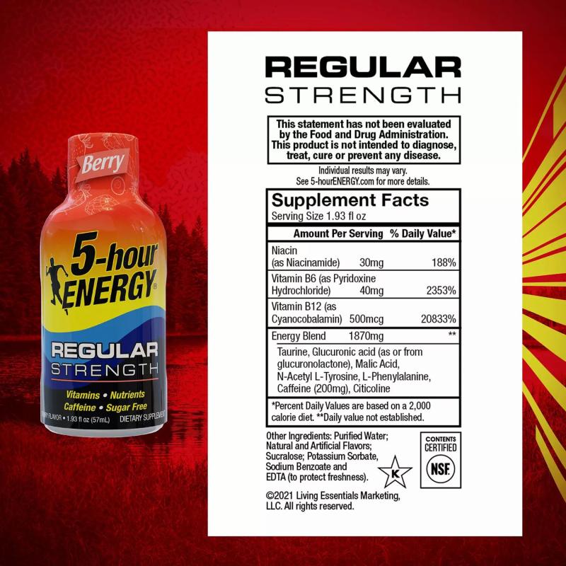 5-hour ENERGY Shot, Regular Strength, Berry (1.93 oz., 24 ct.)