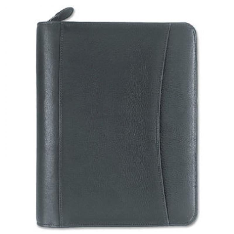 Franklin Covey Nappa Leather Ring Bound Organizer with Zipper, 8 x 10, Black, Undated