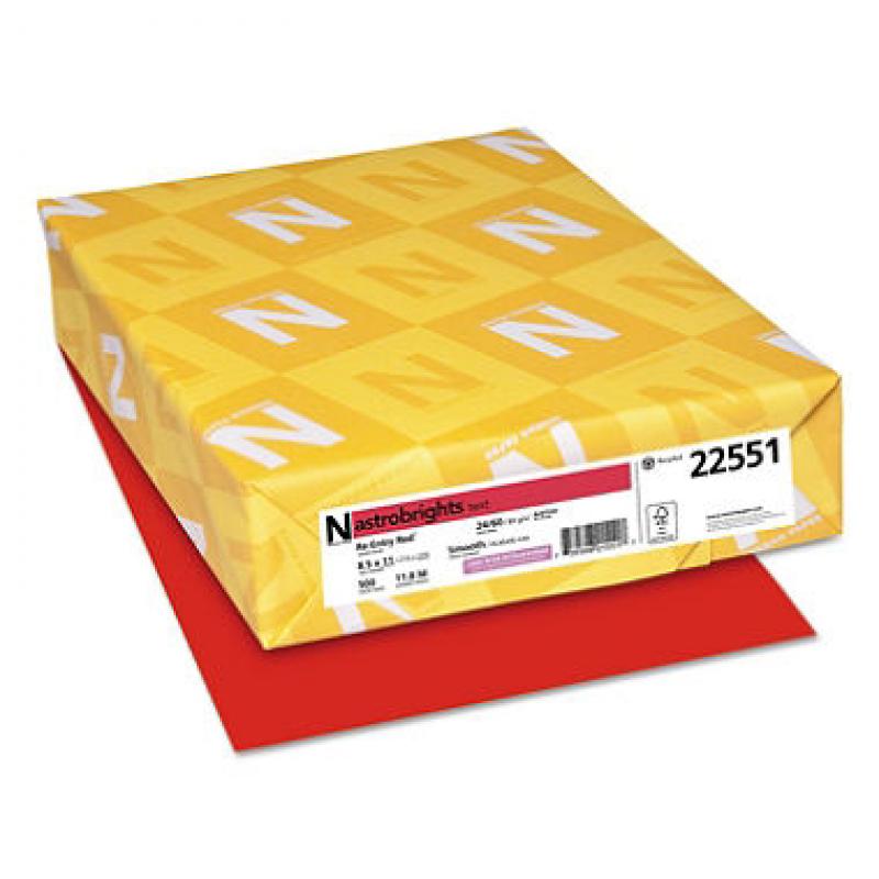 Neenah Astrobrights Colored Paper, 24lb, 8 1/2 x 11, Re-Entry Red, 500 Sheets/Ream