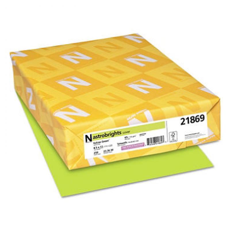 Neenah Paper - Astrobrights Colored Card Stock, 65 lbs., 8-1/2 x 11, Vulcan Green - 250 Sheets