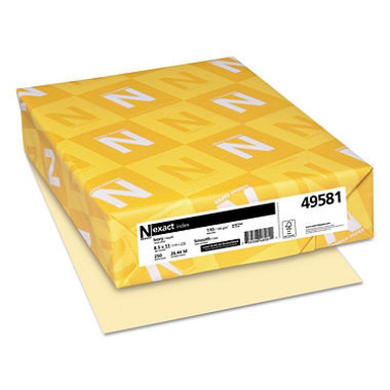 Neenah Paper - Exact Index Card Stock, 110 lbs., 8-1/2 x 11, Ivory - 250 Sheets/Pack